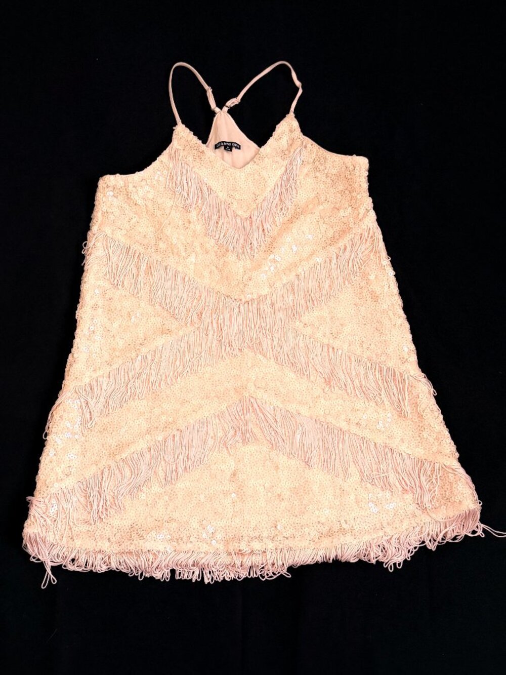 GIANNI BINI Womens Sequined Fringes Shirt Medium Pinkish Unique Lined Evening - Picture 2 of 10